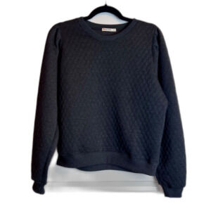 Marine Layer Quilted Crewneck Sweatshirt Dark Gray Textured Pullover Medium